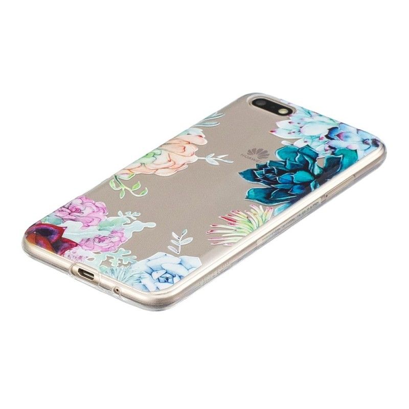 Coque Huawei Y5 2018 Transparente Fleurs Aquarelle