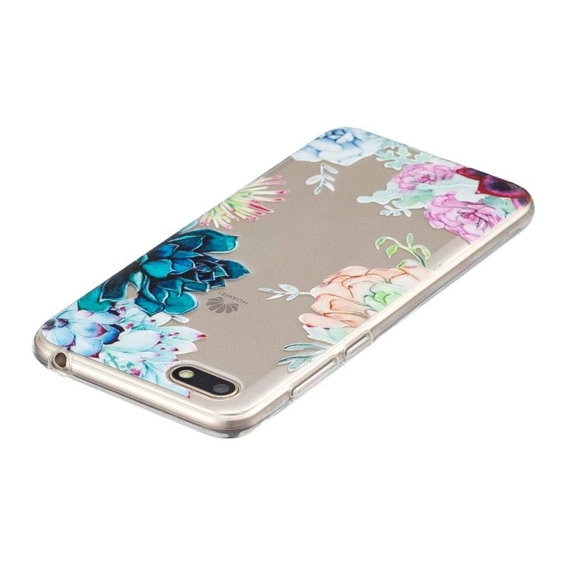 Coque Huawei Y5 2018 Transparente Fleurs Aquarelle