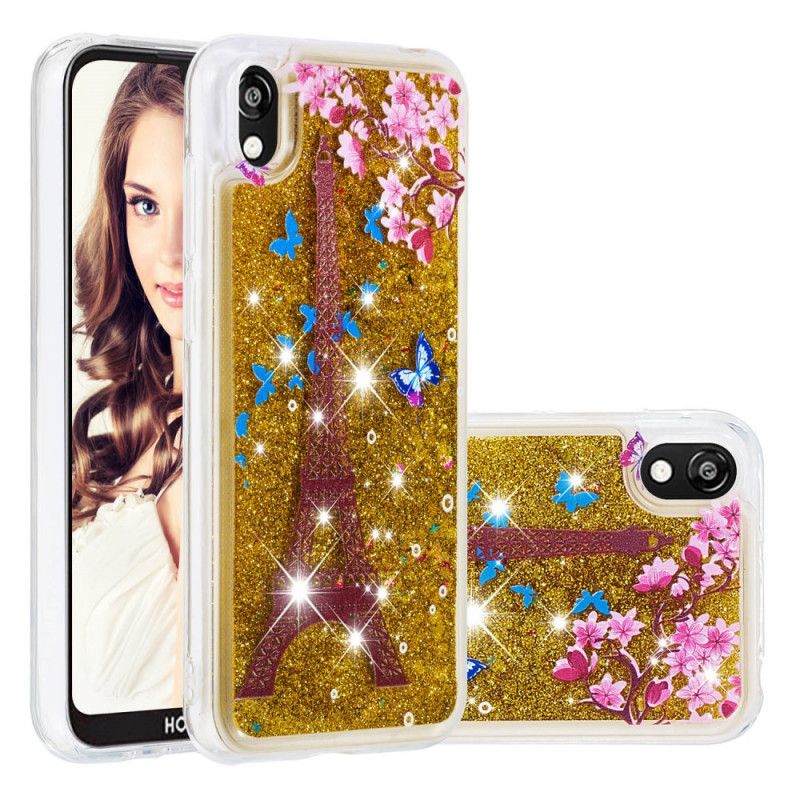 Coque Huawei Y5 2019 / Honor 8s Paillettes Tour Eiffel Fleurie