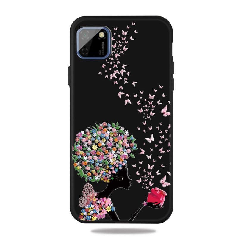 Coque Huawei Y5p Femme À La Tête Fleurie