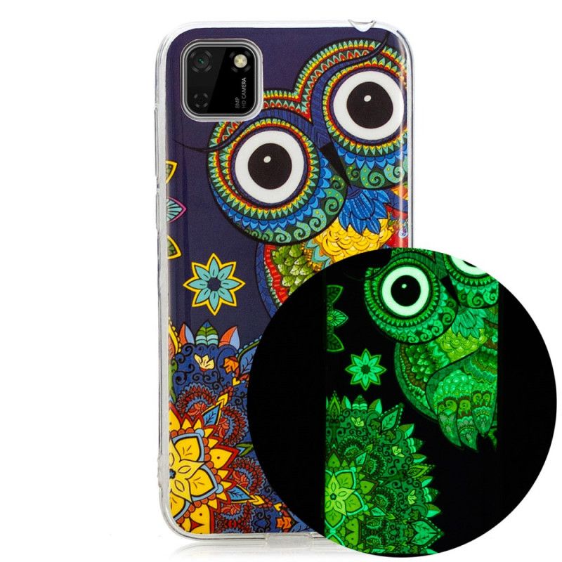 Coque Huawei Y5p Hibou Mandala Fluorescente