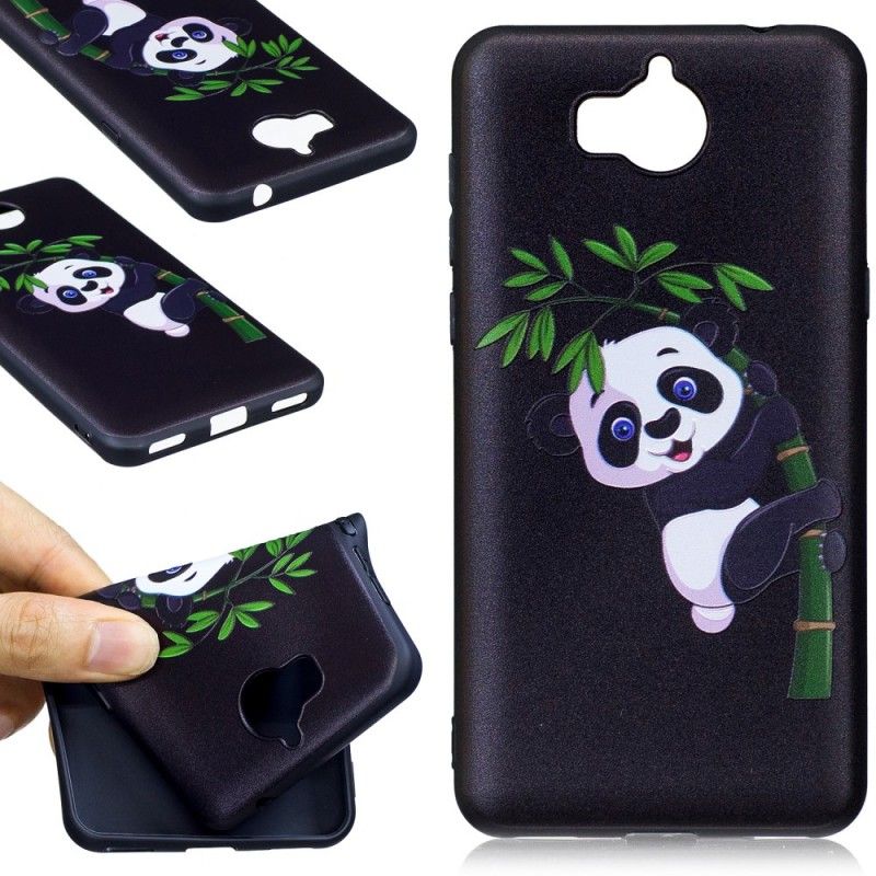 Coque Huawei Y6 2017 En Relief Panda Sur Le Bambou