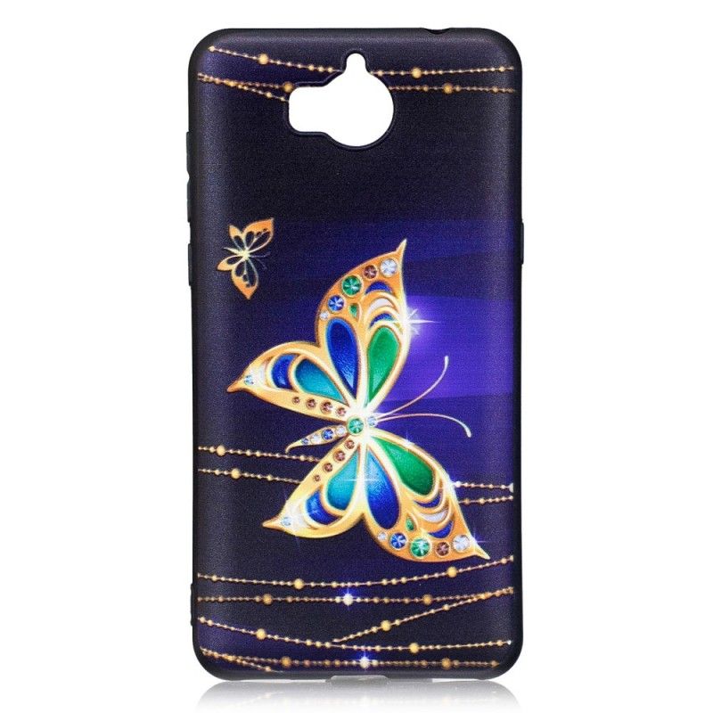 Coque Huawei Y6 2017 En Relief Papillon Magique