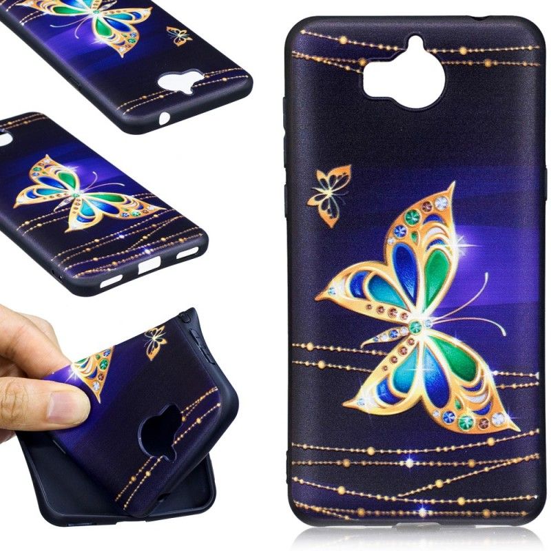 Coque Huawei Y6 2017 En Relief Papillon Magique