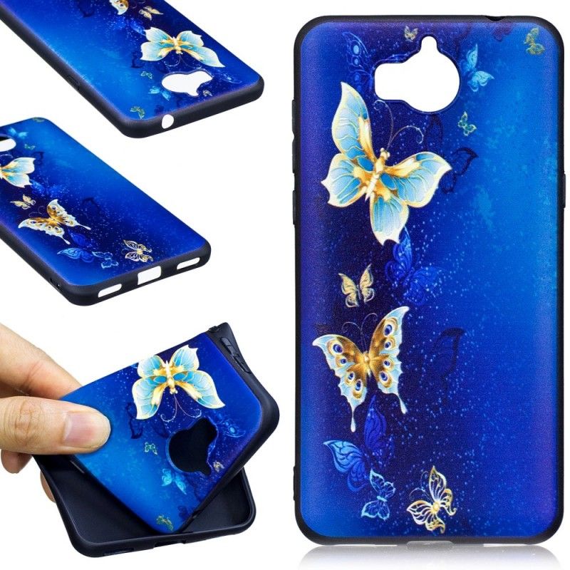 Coque Huawei Y6 2017 En Relief Papillons Dans La Nuit