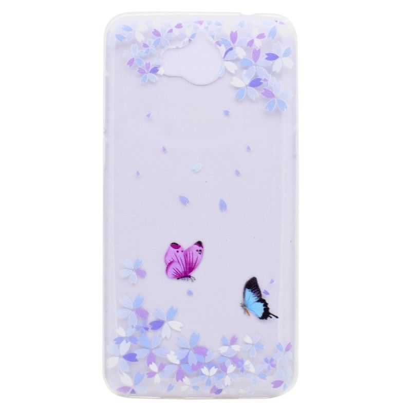 Coque Huawei Y6 2017 Transparente Papillons Et Fleurs