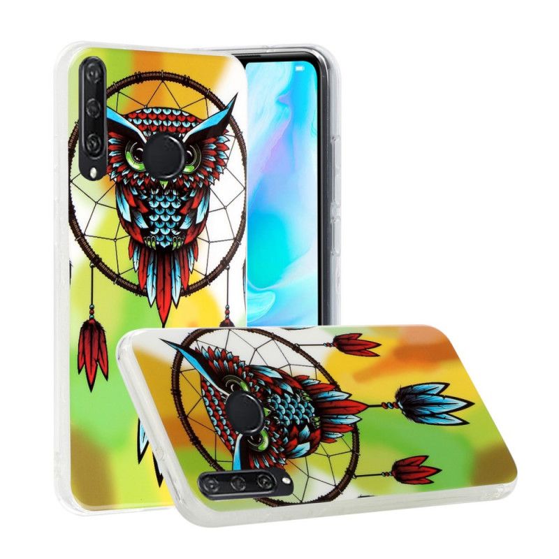 Coque Huawei Y6p Attrape Rêves Hibou Fluorescente