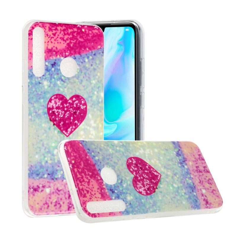 Coque Huawei Y6p Coeur Paillettes