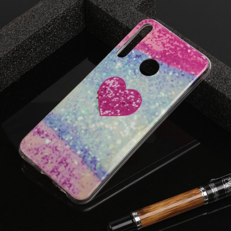 Coque Huawei Y6p Coeur Paillettes