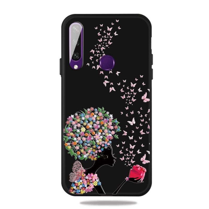 Coque Huawei Y6p Femme À La Tête Fleurie