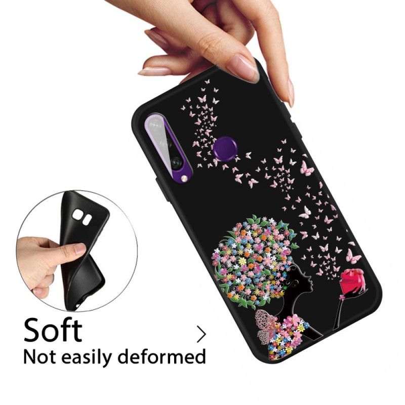 Coque Huawei Y6p Femme À La Tête Fleurie