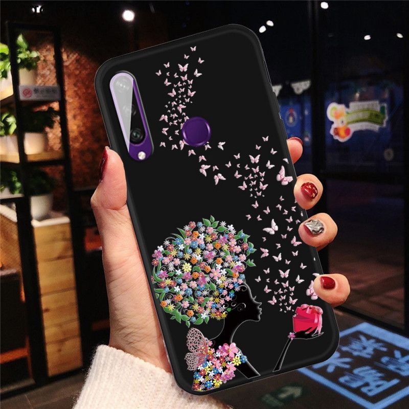 Coque Huawei Y6p Femme À La Tête Fleurie