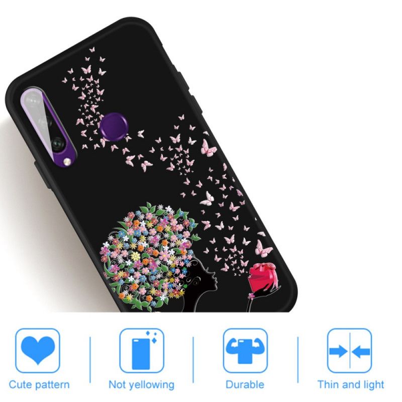 Coque Huawei Y6p Femme À La Tête Fleurie