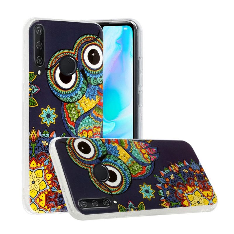 Coque Huawei Y6p Hibou Mandala Fluorescente