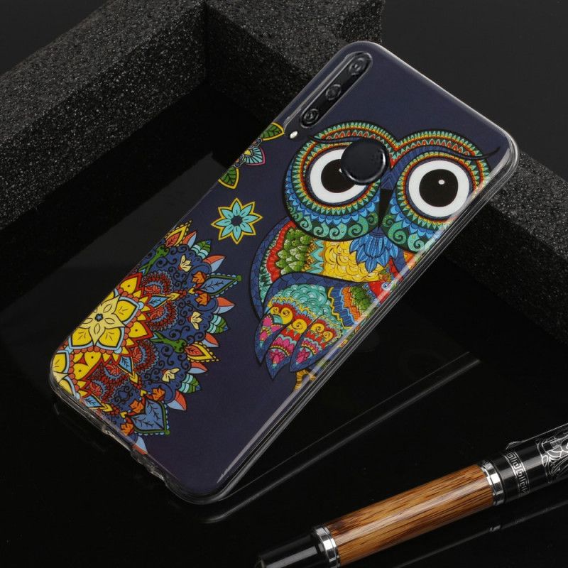 Coque Huawei Y6p Hibou Mandala Fluorescente