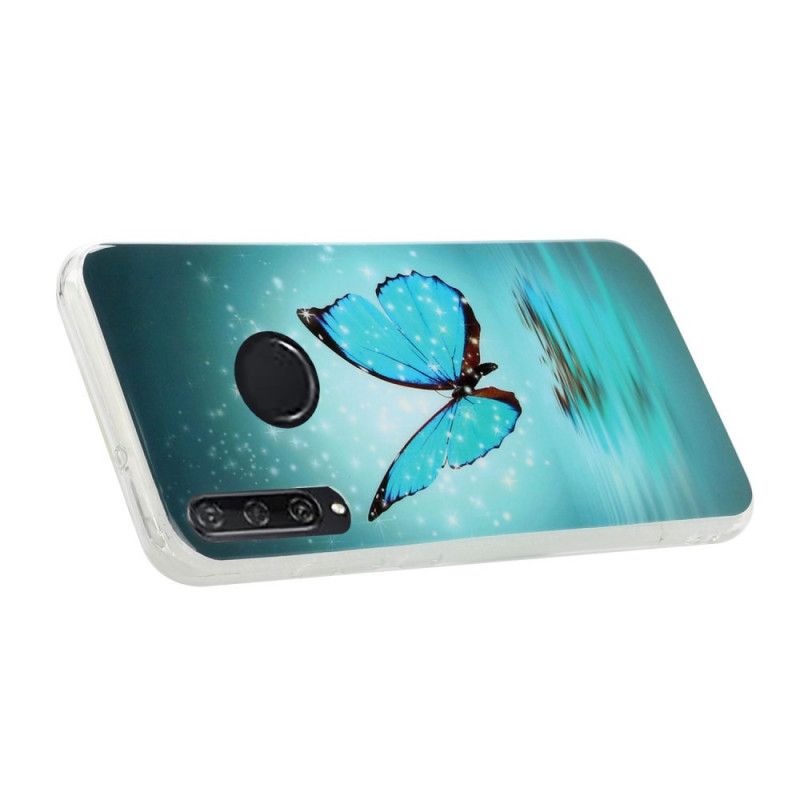 Coque Huawei Y6p Papillon Bleu Fluorescente