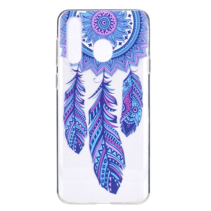 Coque Huawei Y6p Transparente Attrape Rêves Plumes Bleue