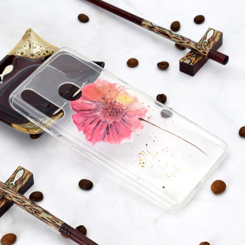 Coque Huawei Y6p Transparente Coquelicot Aquarelle