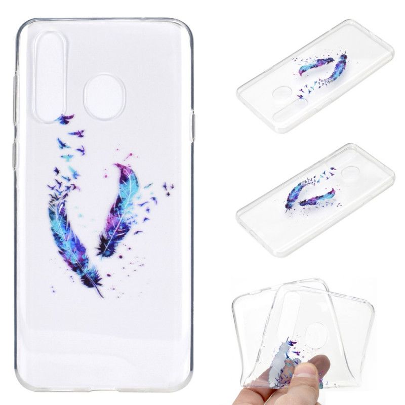 Coque Huawei Y6p Transparente Plumes