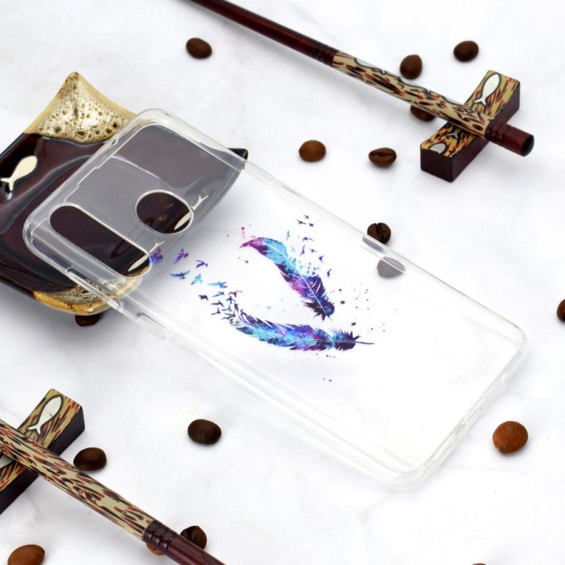 Coque Huawei Y6p Transparente Plumes