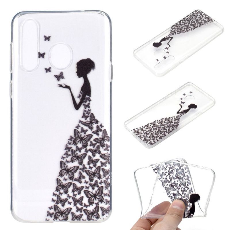 Coque Huawei Y6p Transparente Robe Papillons