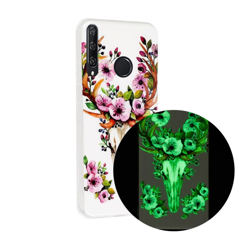 Coque Huawei Y6p Wapiti Fleuri Fluorescente