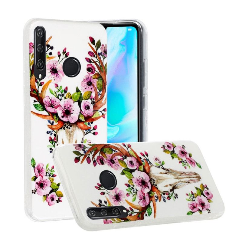 Coque Huawei Y6p Wapiti Fleuri Fluorescente