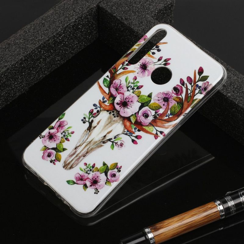 Coque Huawei Y6p Wapiti Fleuri Fluorescente