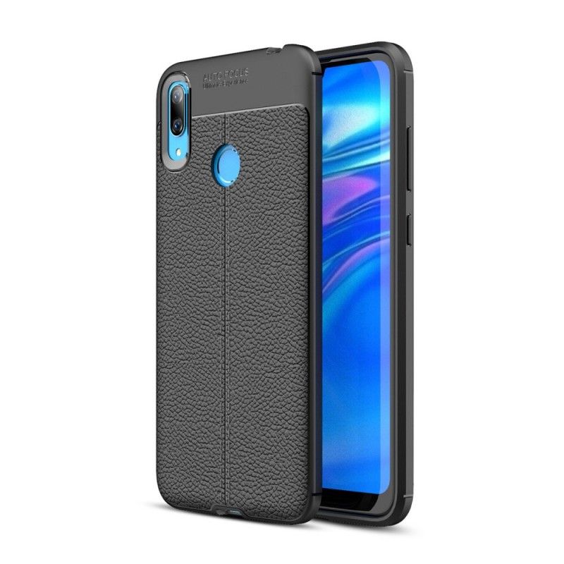 Coque Huawei Y7 2019 Effet Cuir Litchi Double Line