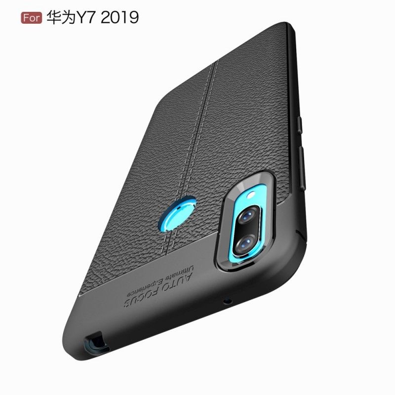 Coque Huawei Y7 2019 Effet Cuir Litchi Double Line