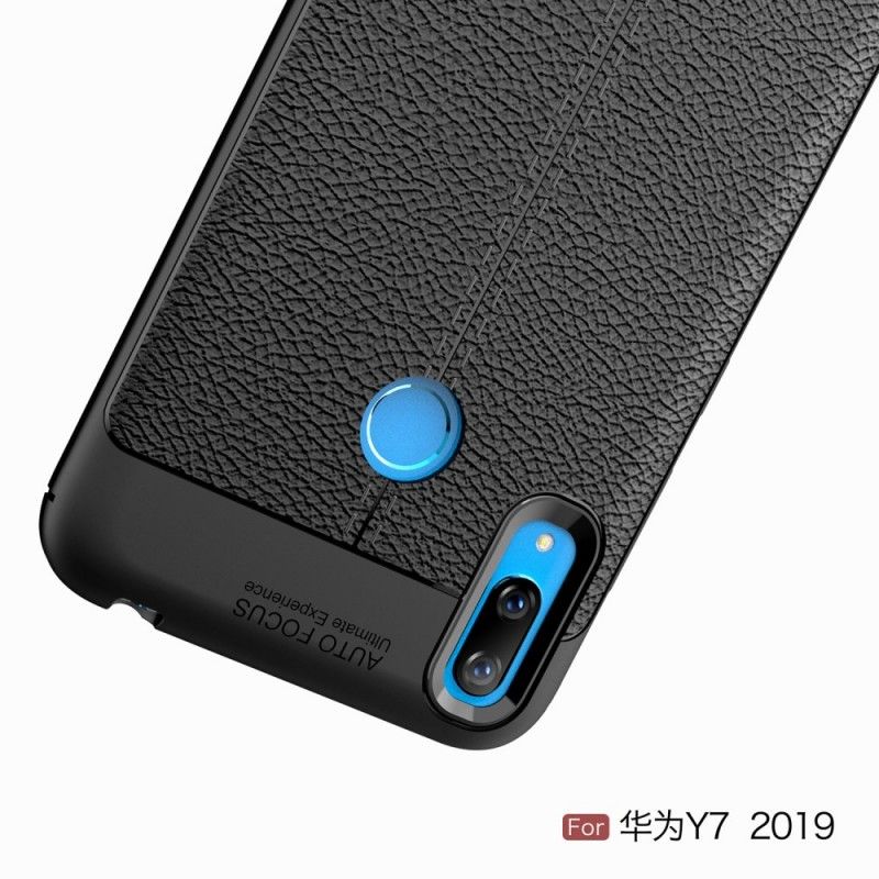 Coque Huawei Y7 2019 Effet Cuir Litchi Double Line