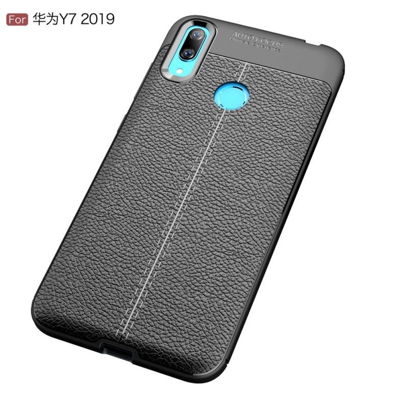 Coque Huawei Y7 2019 Effet Cuir Litchi Double Line