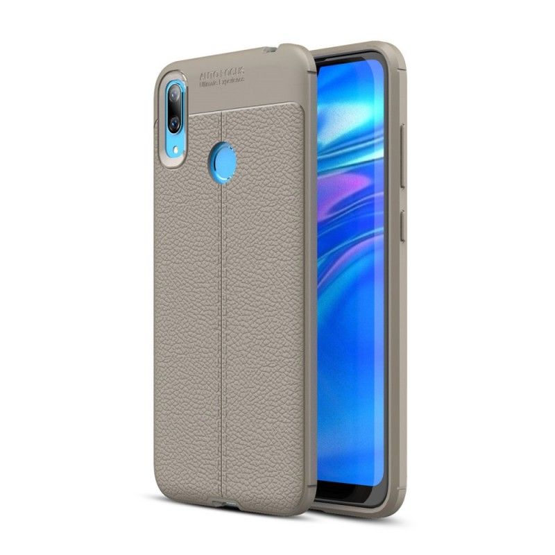 Coque Huawei Y7 2019 Effet Cuir Litchi Double Line