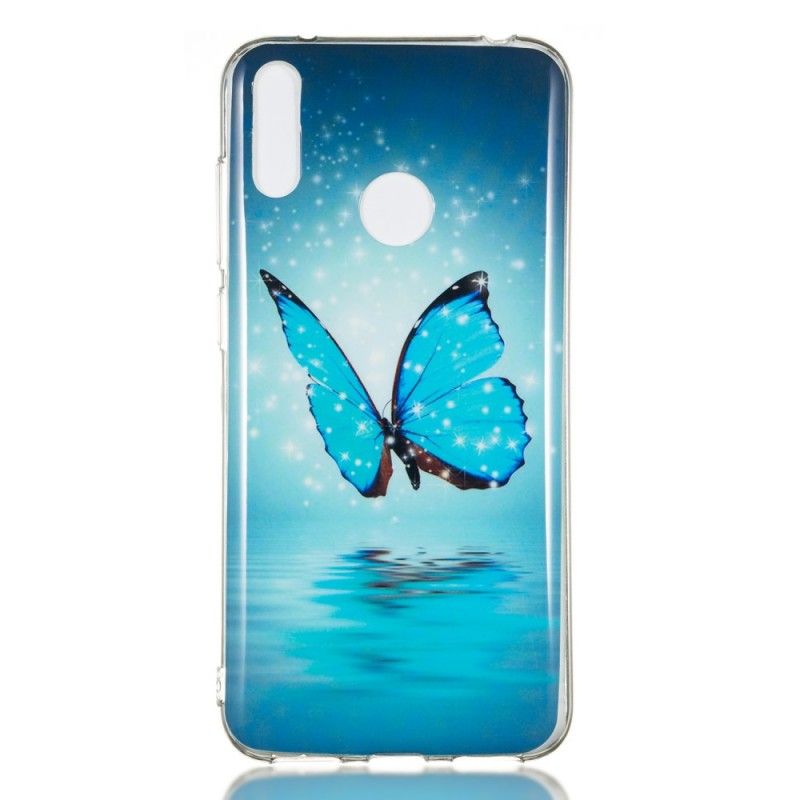 Coque Huawei Y7 2019 Papillon Bleu Fluorescente