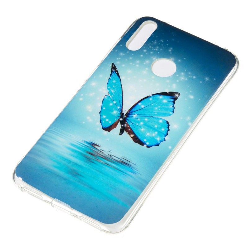 Coque Huawei Y7 2019 Papillon Bleu Fluorescente