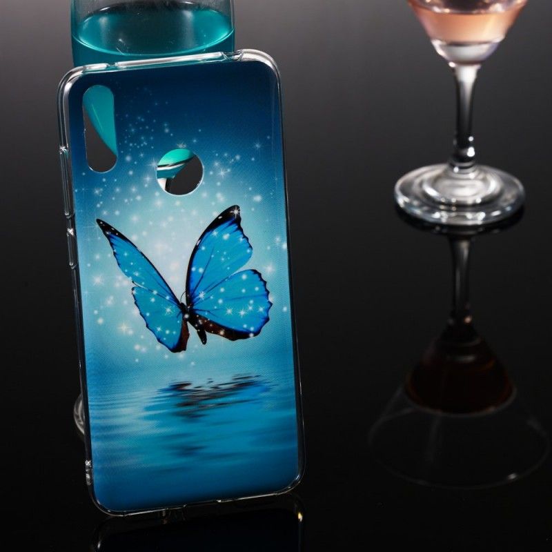 Coque Huawei Y7 2019 Papillon Bleu Fluorescente