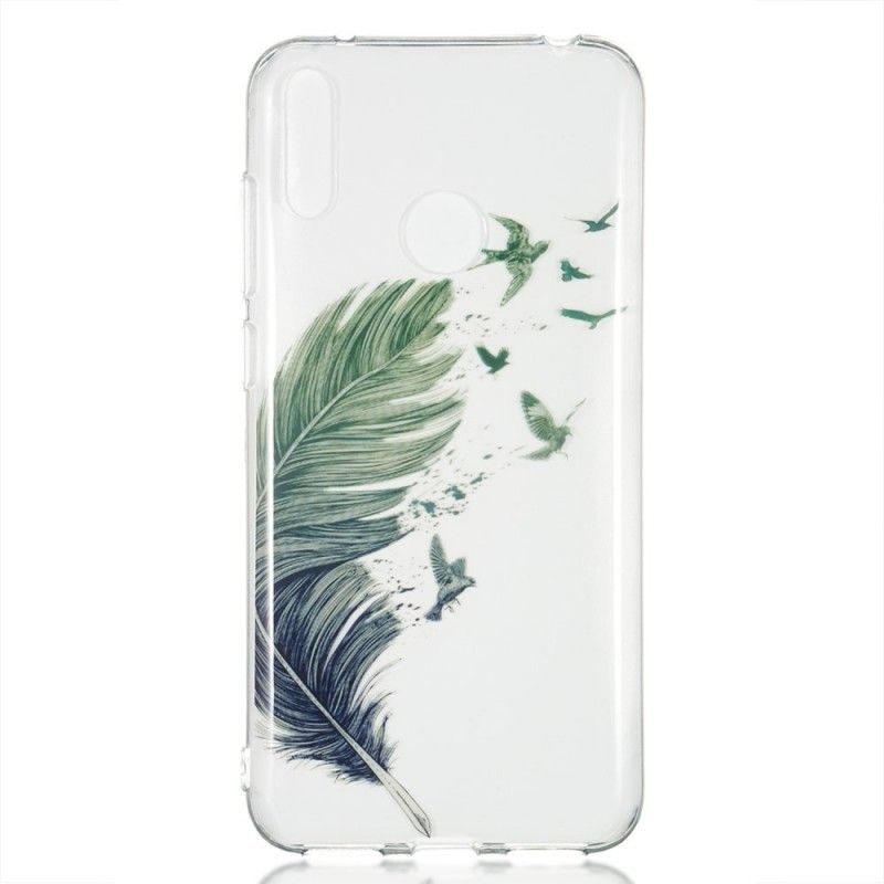 Coque Huawei Y7 2019 Transparente Plume Colorée