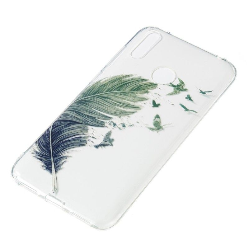 Coque Huawei Y7 2019 Transparente Plume Colorée