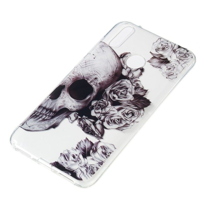 Coque Huawei Y7 2019 Transparente Tête De Mort Fleurie