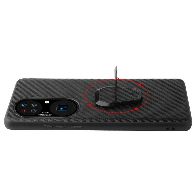 Coque Pour Huawei P50 Pro Fibre Carbone Anneau-support