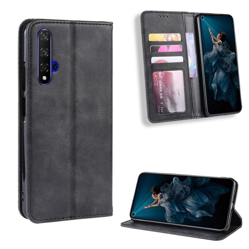 Flip Cover Honor 20 / Huawei Nova 5t Effet Cuir Vintage Stylisé