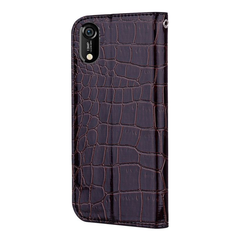 Flip Cover Honor 8a / Huawei Y6 2019 Peau De Crocodile Et Paillettes