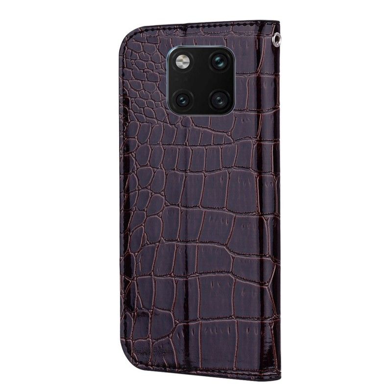 Flip Cover Huawei Mate 20 Pro Effet Peau De Crocodile Et Paillettes