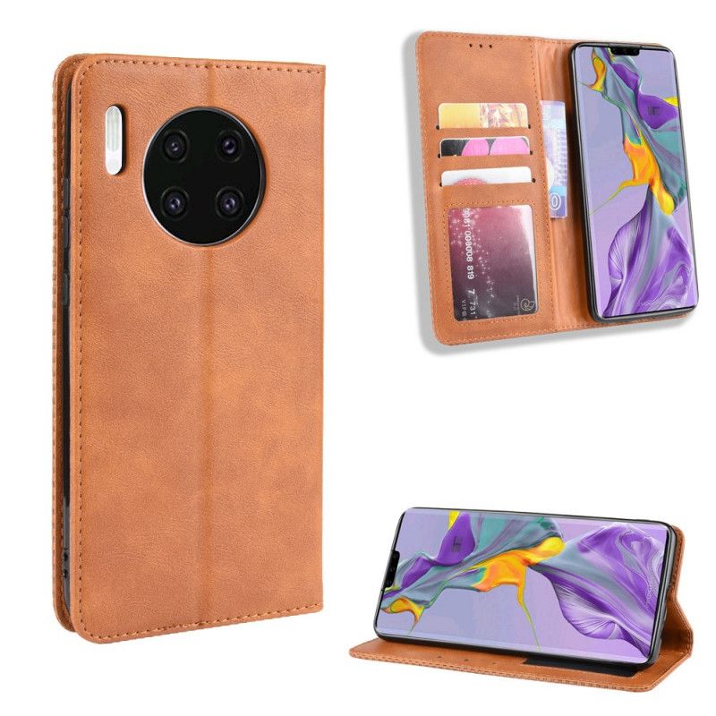 Flip Cover Huawei Mate 30 Effet Cuir Vintage Stylisé