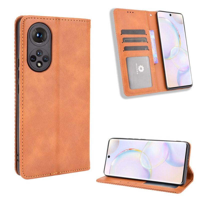 Flip Cover Huawei Nova 9 / Honor 50 Effet Cuir Vintage Stylisé