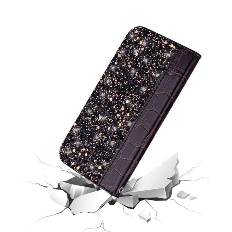 Flip Cover Huawei P Smart 2019 Effet Peau De Crocodile Et Paillettes