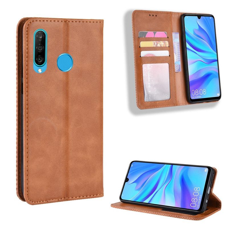 Flip Cover Huawei P Smart Plus 2019 Effet Cuir Vintage Stylisé