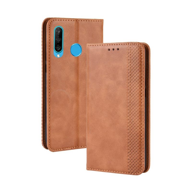 Flip Cover Huawei P Smart Plus 2019 Effet Cuir Vintage Stylisé