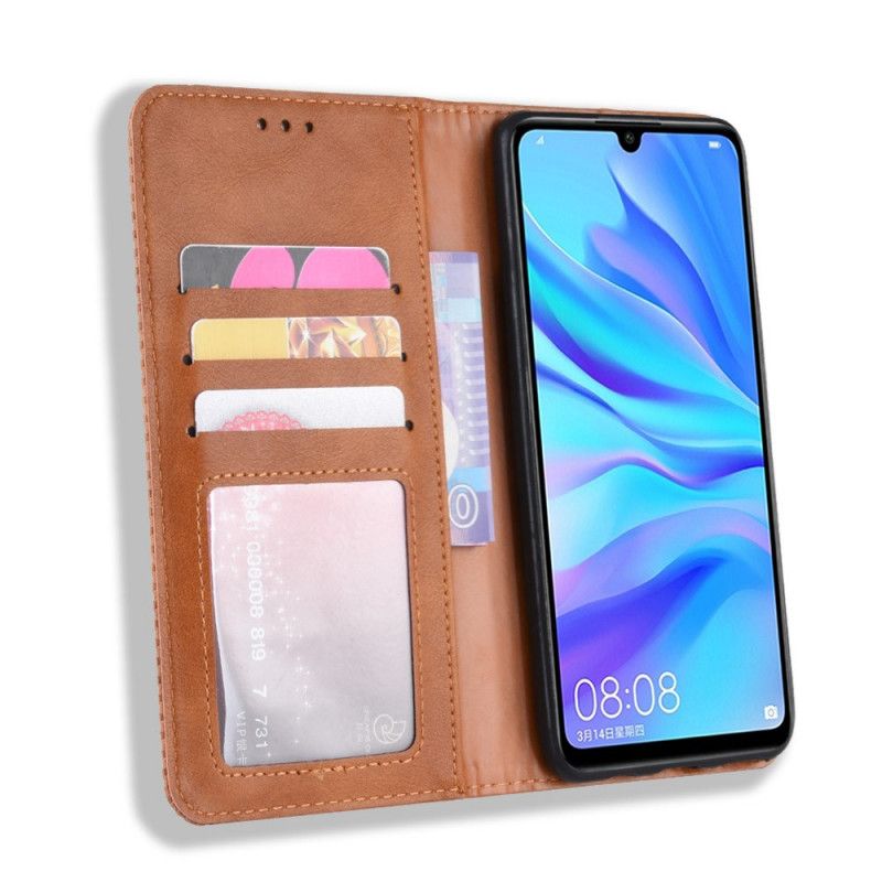 Flip Cover Huawei P Smart Plus 2019 Effet Cuir Vintage Stylisé