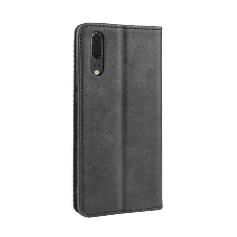 Flip Cover Huawei P20 Effet Cuir Vintage Stylisé